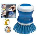 PG HOME PRODUCTS Dish-Washbasin Plastic Cleaning Brush with Liquid Soap Dispenser- Dish-washbasin-Utensils-Cutlery Washing and Cleaning Brush with Liquid soap Holder and Dispenser (Pack of- 01)
