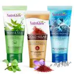 NutriGlow Neem Tulsi Face Wash, Gold Kesar Face Wash and Diamond Radiance Face Wash For Brighten Skin, Remove Wrinkle, 65ml Each, Pack of 3