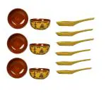 Caffeine Multicolor Stoneware Soup Bowl With Spoon (Set Of 6)