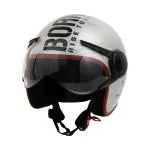 Ascone Thump Open Face Helmet for Men & Women, ISI, Silver, M