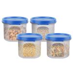 Cutting Edge Light Blue Plastic Smart Slim Storage Air-Tight And Leak Resistant Round Modular Container, 250 Ml (Set Of 4)