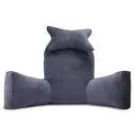 Dormyo Bear Reading Pillow, Bed Rest Pillow with Support Arms, Perfect Back Support for Reading/Working/Watching TV in Bed, Machine Washable Premium Velvet Zipper Cover (71x30x42 Cm) Grey