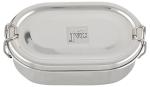 JVL Silver Stainless Steel Medium Capsule Shape Single Layer Tiffin Box With Inner Plate 400ml