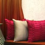 ZEBA Pink and Olive Shell Pleated and Centre Pleated Cushion Covers- Set of 3 (16 inches X 16 inches)