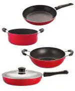 Nirlon Aluminium Kitchen Utensils Non Stick Cookware Set - Fp11_Kd10_Tp22_Cs24 (Set Of 4)