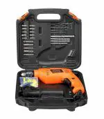 Black Decker 550 W Reversible Plastic Reversible Impact Drill Machine Kit with Accessories Kit Box