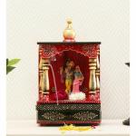 Craft Tree Multicolour Mango Wood Pooja Mandir Without Door .