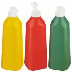 Primeway Plastic Salsa Ketchup Sauce Bottle Dispenser, 375 ml each, 3 Pcs Set, Assorted