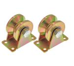 Caneuf V Groove Wheel, Steel Heavy Duty Caster Wheels Sliding Gate Rollers Pressure Bearing Pully Long-Lasting Convenient V-Shaped Bracket Roller (2, Grov-2 in)