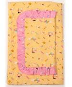 BLOOMING BUDS Cotton Printed Baby Crib Sheet with Pillow Cover, Yellow (0 to 3 Years) L 152 x B 95 cm