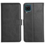 Genron Samsung M12 Flip Cover Case | Hand Stitched | Shockpooof | Wallet Style Leather Flip Back Cover for Samsung Galaxy M12 (Black)