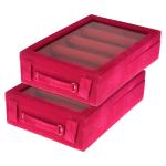 Kuber Industries 4 Rod Bangle Box|Wooden Jewelry Box|Wedding Vanity Box|Velvet Coated Wedding Bracelet Organizer for Women & Girls|Pack of 2 (Pink)