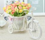 TIED RIBBONS Plastic Cycle Shape Flower Vase with Peonies Bunches 10 x 21 cm, (Multi)