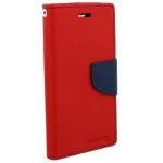 Fastship OnePlus 6T Flip Cover | Canvas Cloth Durable long life | Wallet Stylish Mercury Magnetic Closure Book Cover Leather Flip Case for OnePlus 6T - Red