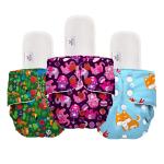 Mylo Essentials Cloth Diaper for Babies|Oeko-Tex Certified|(3Months-3Years)|5kg-17kg|Reusable with Adjustable Snap Button|Pack includes 3 Diaper & 3 Wet-Free Inserts-(Jungle, Purple, Pet Love)