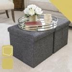 KARTUNBOX Foldable Storage Ottoman Footrest Toy Box Coffee Table Stool, 2-Pack, 11.8x11.8x11.8 inch, (2 pcs)