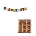 Divya Mantra Multicolor Cotton Feng Shui Pyrmid and Tibetan Flag Pack of 2 ,DVYMCOM1078