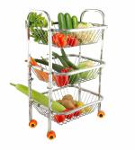 Tanmay Stainless Steel Premium Quality 3 Shelves Fruit Trolley