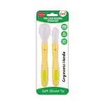Luvlap Yellow Fun Club Baby Feeding And Weaning Spoon With Soft Silicone Tip 2 pcs