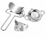 Shoparam 3Pcs Set Stainless Steel Dumplings Maker, 2Pieces Dumpling Molds, 1Piece Dumpling Skin Roller Pie Ravioli Empanadas Press Mold Kitchen Accessories