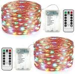 LTETTES Multicolor RGBY Flexible Copper Wire Fairy String Lights with 3AA Battery Powered and Remote Controller 10 m and 100 Lights