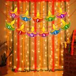 Zyozique Diwali Decorations Kit For Home Decorations - Diwali Banner And Rice Light (Pack of 2)