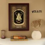 PK & PK JEWELLERS Lord Ganesh Ji | 24KT Gold Frame | Elite Collection | Large Size [36x48 cm] (For Premium Gift, Temple, Table Decor, Home Decoration)