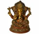 Idol Collections Multicolor Brass Blessing Ganesha Ganesh Murti Statue Eating Modaka, Idol Collections Red Large Nataraja In Red Finish, Large (Pack Of 2)