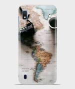 BHAI COVER Samsung Galaxy A10 Multicolor Polycarbonate Coffee Map World Abstract Stylish Designer 3D Printed Mobile Phone Back Cover