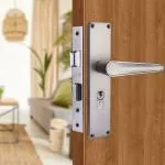 Godrej Locks Mortise Lock I Mortise Door Handle Lock for Main & Internal Door in Residential & Commercial Spaces I NEH 19-1 CK I Matte Black Nickel Finish 20cm / 8 Inches Handle, with Lock Body & 3 Keys