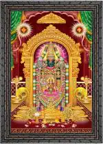 Indianara Lord Tirupati Balaji Without Glass Framed Art Print for Room Decor Digital Reprint 13 inch x 10 inch Painting (With Frame)