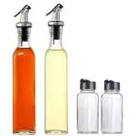 Oil Dispenser Bottle for Kitchen 500ml Capacity Glass Oil Bottles Glass Spice Storage Bottles with Black Airtight Lid