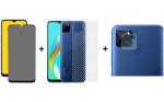 ATC Ceramic Matte Finishing Screen Protector With Back Carbon Fiber Skin And Camera Tempered Glass For Realme C12 (Combo Of 3)