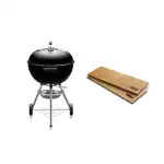Combo of WEBER Charcoal Grill Original Kettle 57CM With Thermometer Black and Weber Firespice Cedar Plank (2 pack)