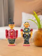 Adilakshmi Toys Etikoppaka Handicraft Wooden Pelli Set (Small, Multicolor)