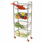 Stainless Steel Multipurpose Vegetable Rack Square for Kitchen | Veg Rack - 4 Layer
