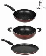 LivFlame Red Aluminum Non-Stick Cookware Set 3 pcs