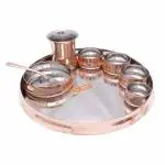 MADRIC Steel and Copper Thali Set, 30 cm x 25 cm x 28 cm, 8 Pieces, Silver