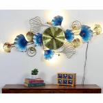 Antaryuga Multicolor Iron Magnifico Wall Clock With Leaves And Led Light Decorative Wall Art, 126 X 5 X 60 cm