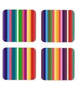 Whats Your Kick Pattern Design Colorful Lines Design Printed Set of 4 Coaster With Metal Stand