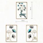 Cvanu 3D Ginkgo Leaf and Deer Metal Wall Art Decor, Creative Handmade Luxury Golden Metal Wall Sculpture, Hanging for Home Living Room Bedroom Hotel Office Study Decoration