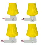 IMPERIAL TECHNOCART Small Umbrella Type 2 Pin Night Lamp 0.5 Watt Plug & Play Bulb for Bedroom, Living Room, Zero Watt Light Direct Socket Night Lamp (Yellow- Pack of 4)