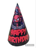 TARAN CANDLE MOMBATTI Happy Birthday Party Hat for Kids Children Cone Celebration Craft Paper Cap ( Pack of 12)