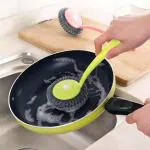SaioStore Non-Scratch Dishes Scrubber, Kitchen Steel Wool, Detachable Handle Cleaner Sponge, Easy Scouring Scrubbing Brush, Pot Pan Oven Washing Ball, Soft PET Material Cleaning Scourers (6pcs)