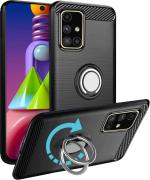 Unistuff Back Case Cover for Samsung Galaxy M51 with Magnetic Kickstand | Premium Matte Finish | Camera Bump Protection | Rubberized Ring Cover - Night Black, 78094