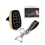 SLC-e TPU Leather Car Key Cover Compatible with Tata Nexon, Harrier Punch, Safari, Altroz (with Key Chain) (PACK OF 1)