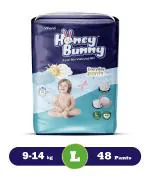 Honey Bunny Large (L) Size - 48 diapers| Pack of 1 | (9-14 kgs) with Wetness Indicator, Silky Soft - Bubble sheet| (9-14 kgs) with Wetness Indicator, Silky Soft - Bubble sheet