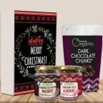 Christmas Special Gift Hamper - Dark Chocolate (150g) + Activated Cinnamon Chilli Almonds (100g) + Activated Caramalised Coffee Walnuts (100g)
