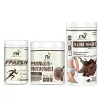 FLORAL NUTRITION Chocolate Weight Loss Slim Shake Formula 1, FN Fresh Lemon Energy Drink and Unflavor Personalized Protein Powder Combo Pack of 3