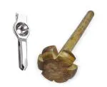 URBAN BUY Stainless Steel Lemon Squeezers With Wooden Rai ,Mathani Rai and Multicolour, (Pack of 2)
